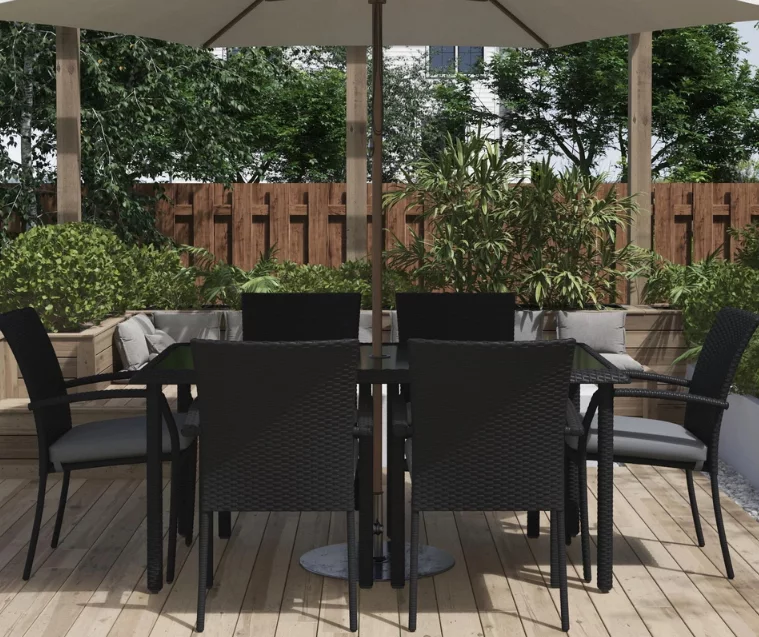 Lakewood Ranch Black Glass & Wicker Patio Dining Table - Image 7