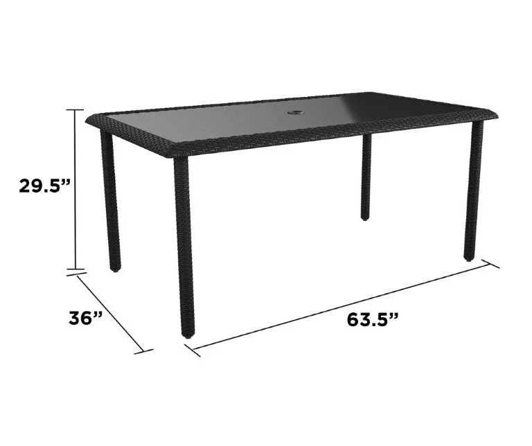 Lakewood Ranch Black Glass & Wicker Patio Dining Table - Image 6