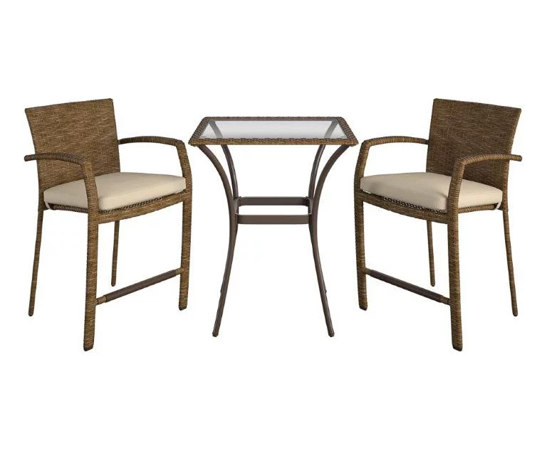 Lakewood Ranch Brown 3-Piece Wicker High Top Bistro Patio Furniture Set