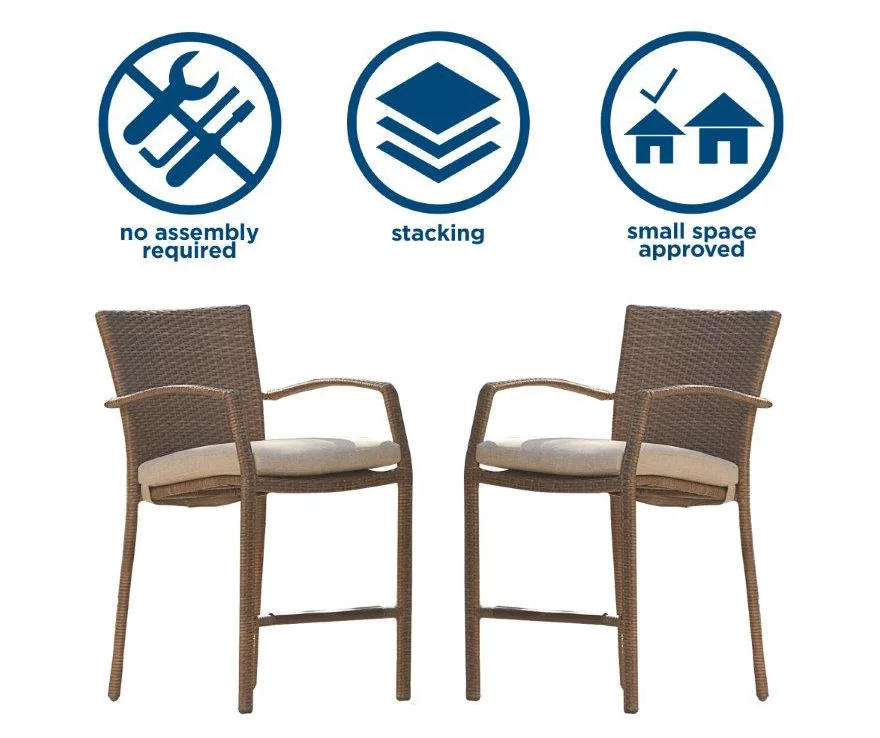 Lakewood Ranch Brown 3-Piece Wicker High Top Bistro Patio Furniture Set - Image 3