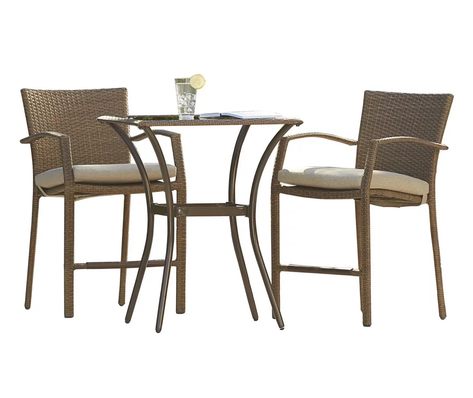 Lakewood Ranch Brown 3-Piece Wicker High Top Bistro Patio Furniture Set - Image 6