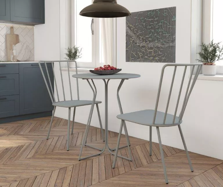 Heidi Light Gray 3-Piece Bistro Patio Furniture Set - Image 2