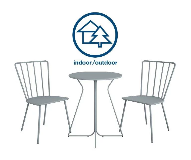 Heidi Light Gray 3-Piece Bistro Patio Furniture Set - Image 3