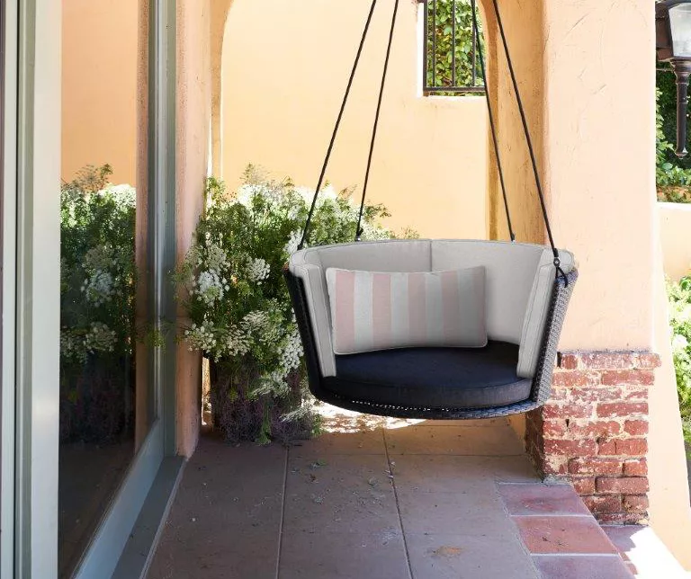 Sally Black Wicker Hanging Patio Swing - Image 2