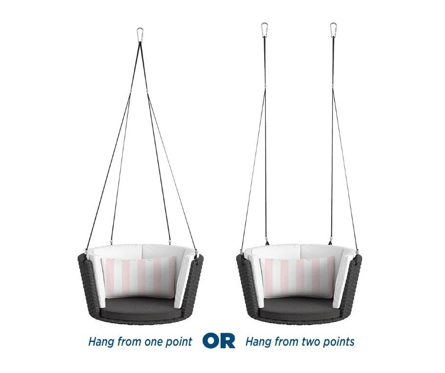 Sally Black Wicker Hanging Patio Swing - Image 3