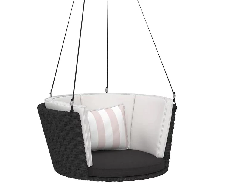 Sally Black Wicker Hanging Patio Swing - Image 7