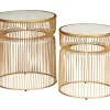 Vernway White Marble & Gold Metal 2-Piece Accent Table Set