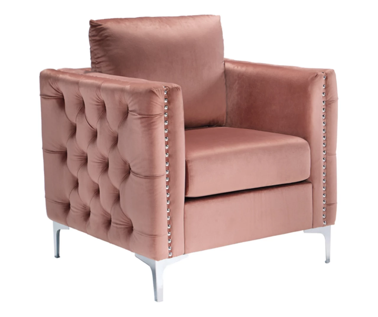 Lizmont Blush Tufted Velvet Accent Chair