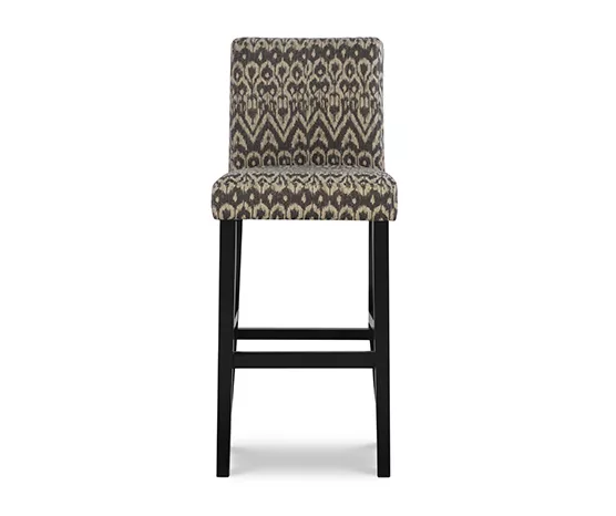 Liz Black & White Upholstered Ikat Pattern Driftwood Bar Stool