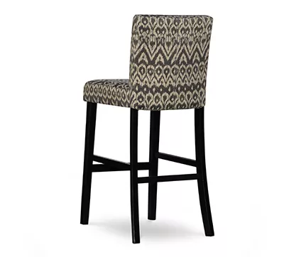 Liz Black & White Upholstered Ikat Pattern Driftwood Bar Stool - Image 4