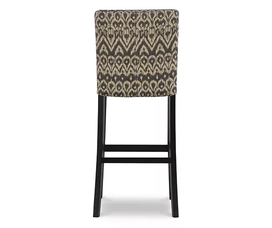 Liz Black & White Upholstered Ikat Pattern Driftwood Bar Stool - Image 5