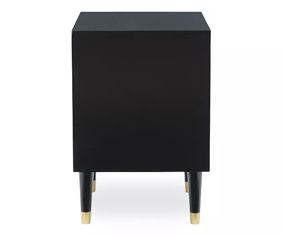 Urban Fresh Black & Gold 2-Drawer Textured Geometric Nightstand - Image 4