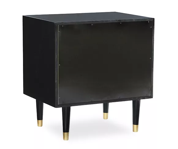 Urban Fresh Black & Gold 2-Drawer Textured Geometric Nightstand - Image 5