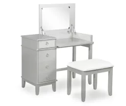 Jasmine 2-Piece White 1-Drawer Lifting Mirror Vanity Set