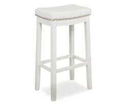 Brooke White Backless Nailhead Bar Stool
