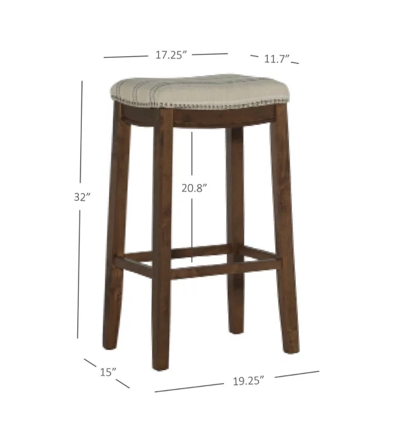 Brooke Natural & Dark Brown Backless Padded Bar Stool - Image 7