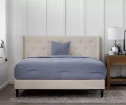 Isabelle Cream Upholstered Twin Wingback Bed