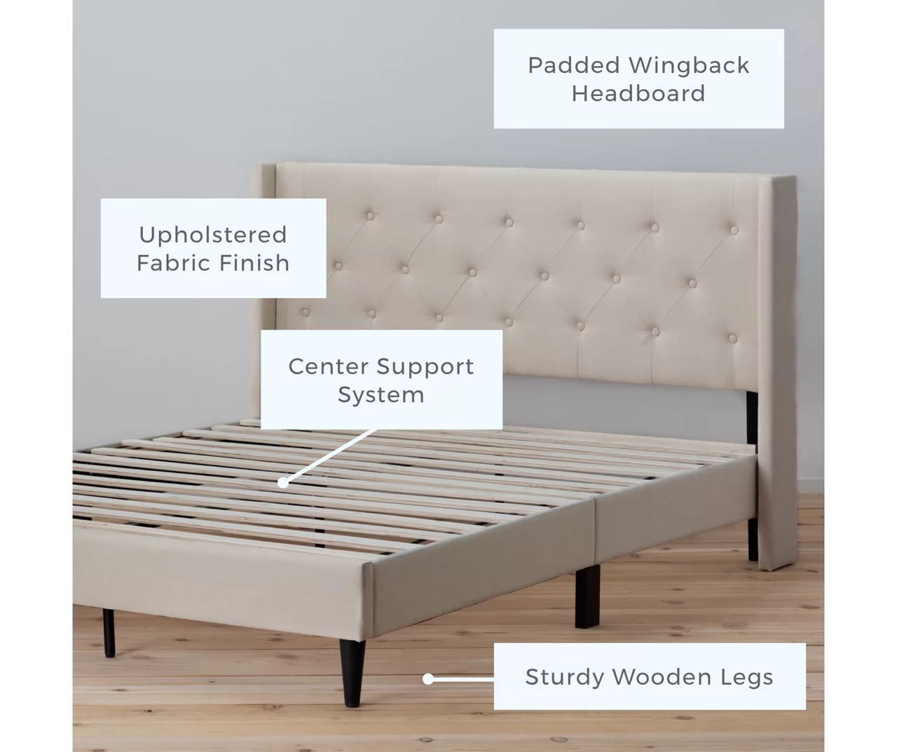 Isabelle Cream Upholstered Twin Wingback Bed - Image 2