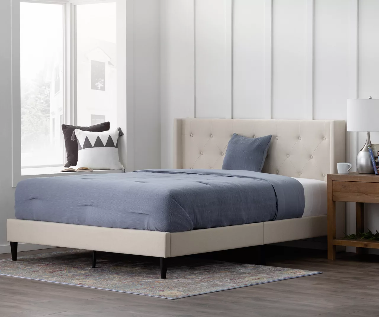 Isabelle Cream Upholstered Twin Wingback Bed - Image 5