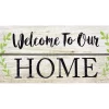 "Welcome" Beige & Black Plank Print Doormat, (18" X 38")