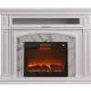 62" Grand White Faux Marble Electric Fireplace