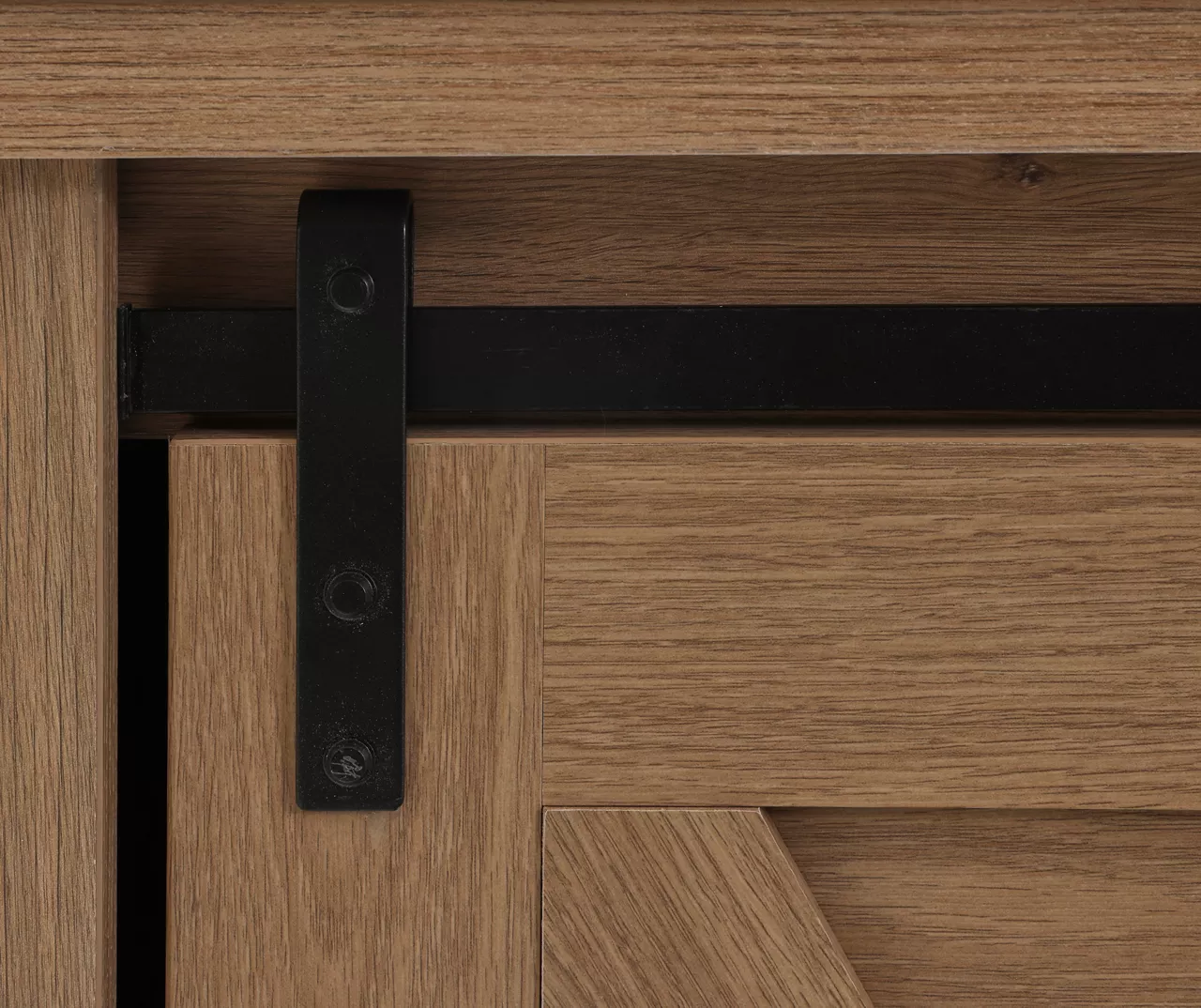 60" Light Brown Oak Barn Door Melamine Electric Fireplace - Image 3