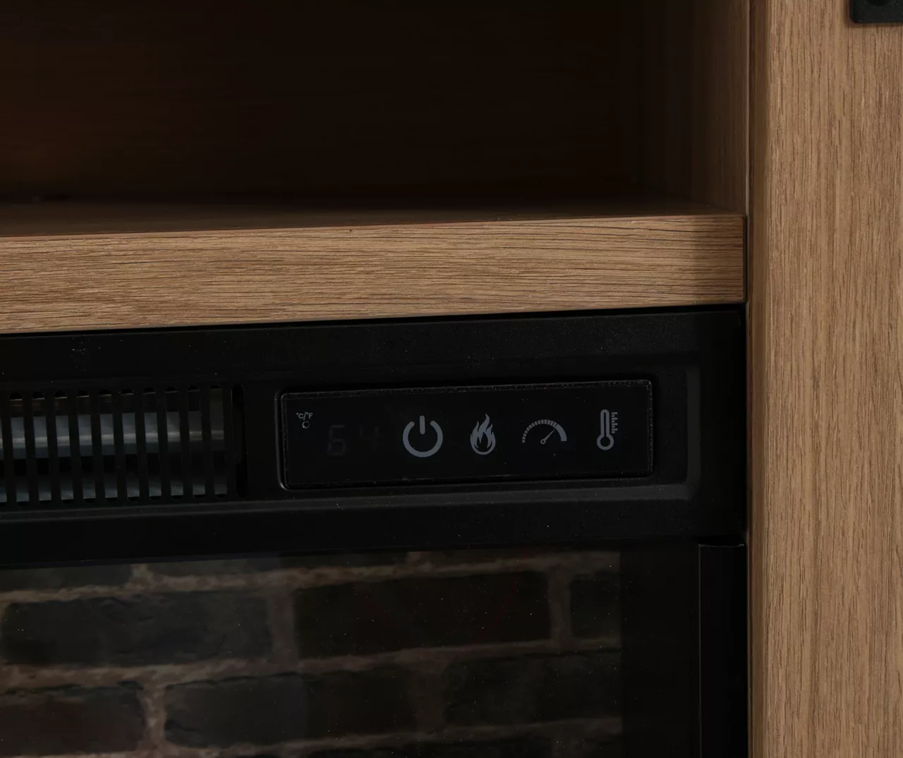 60" Light Brown Oak Barn Door Melamine Electric Fireplace - Image 5