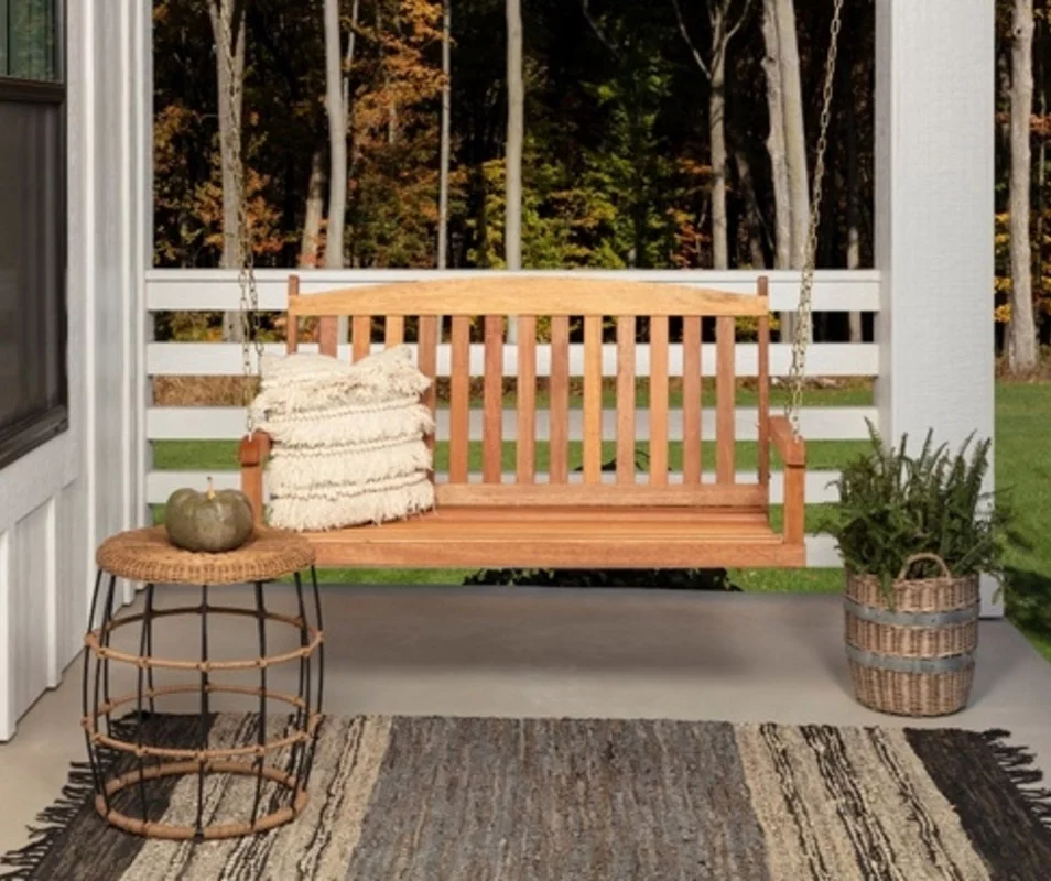 Honey Brown Hardwood Porch Swing
