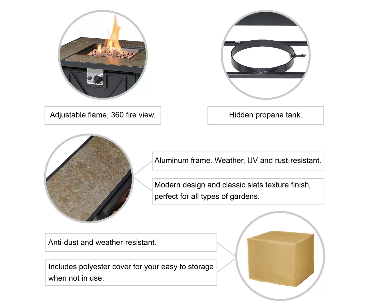 Glitzhome 5-Piece Adirondack Folding Chair & BTU Gas Fire Pit Table Set - Image 19