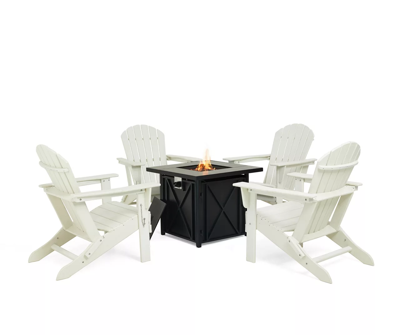 Glitzhome 5-Piece Adirondack Folding Chair & BTU Gas Fire Pit Table Set - Image 8