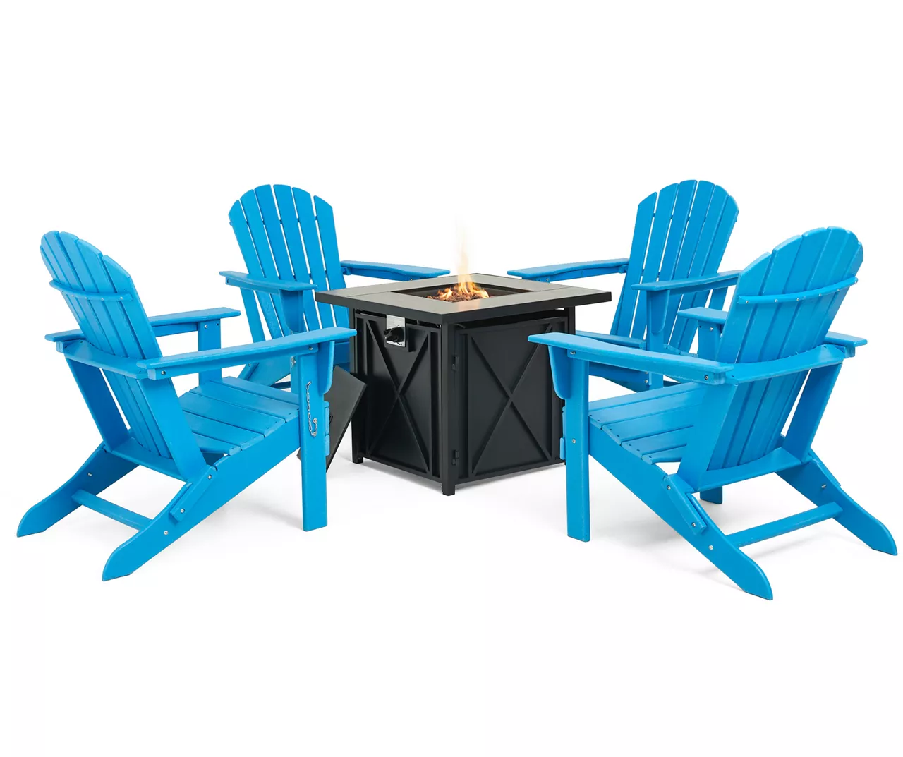 Glitzhome 5-Piece Adirondack Folding Chair & BTU Gas Fire Pit Table Set - Image 4