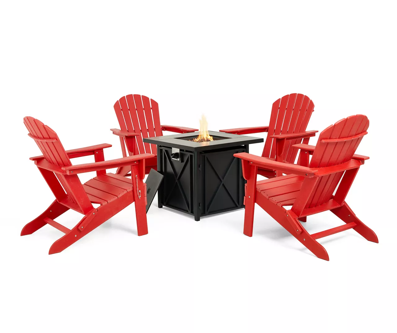 Glitzhome 5-Piece Adirondack Folding Chair & BTU Gas Fire Pit Table Set - Image 6