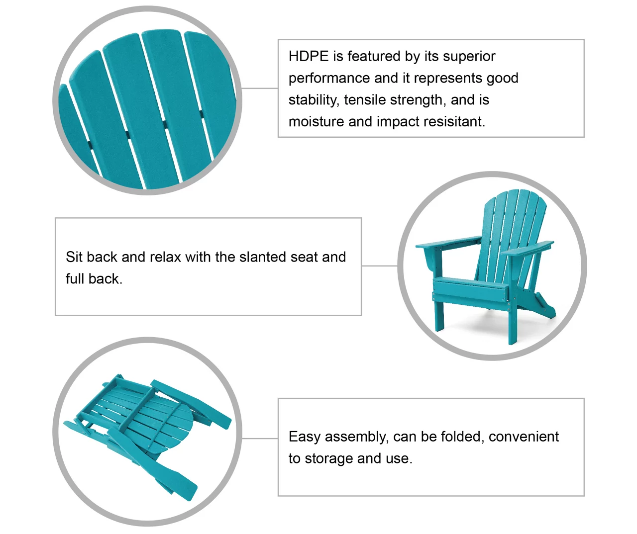 Glitzhome 5-Piece Adirondack Folding Chair & BTU Gas Fire Pit Table Set - Image 14