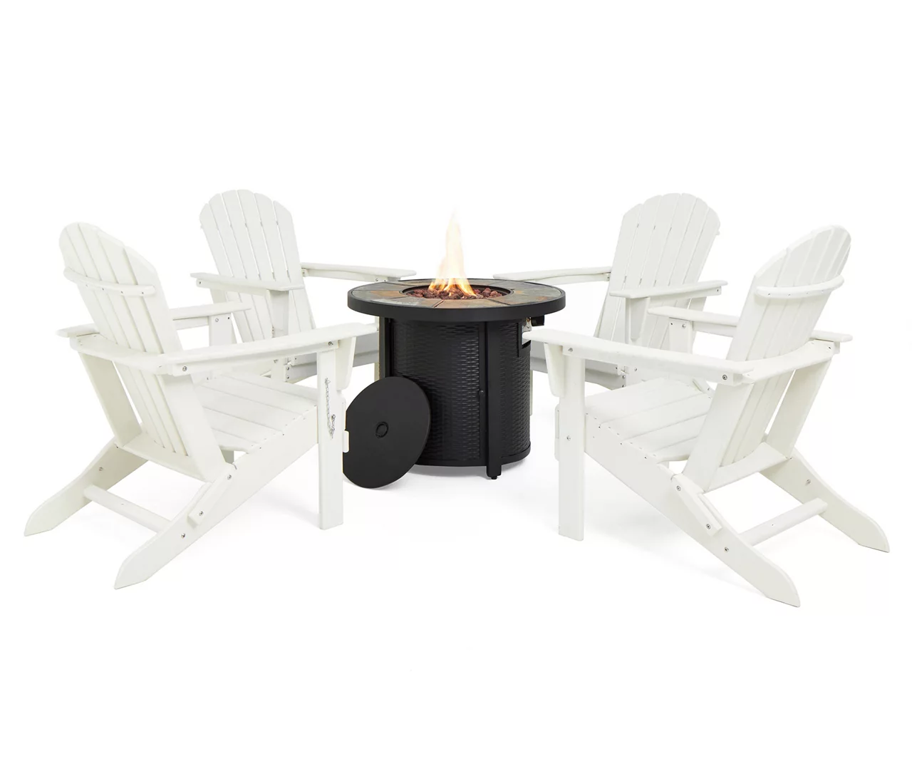 Glitzhome 5-Piece Adirondack Folding Chair & BTU Gas Fire Pit Table Set - Image 7