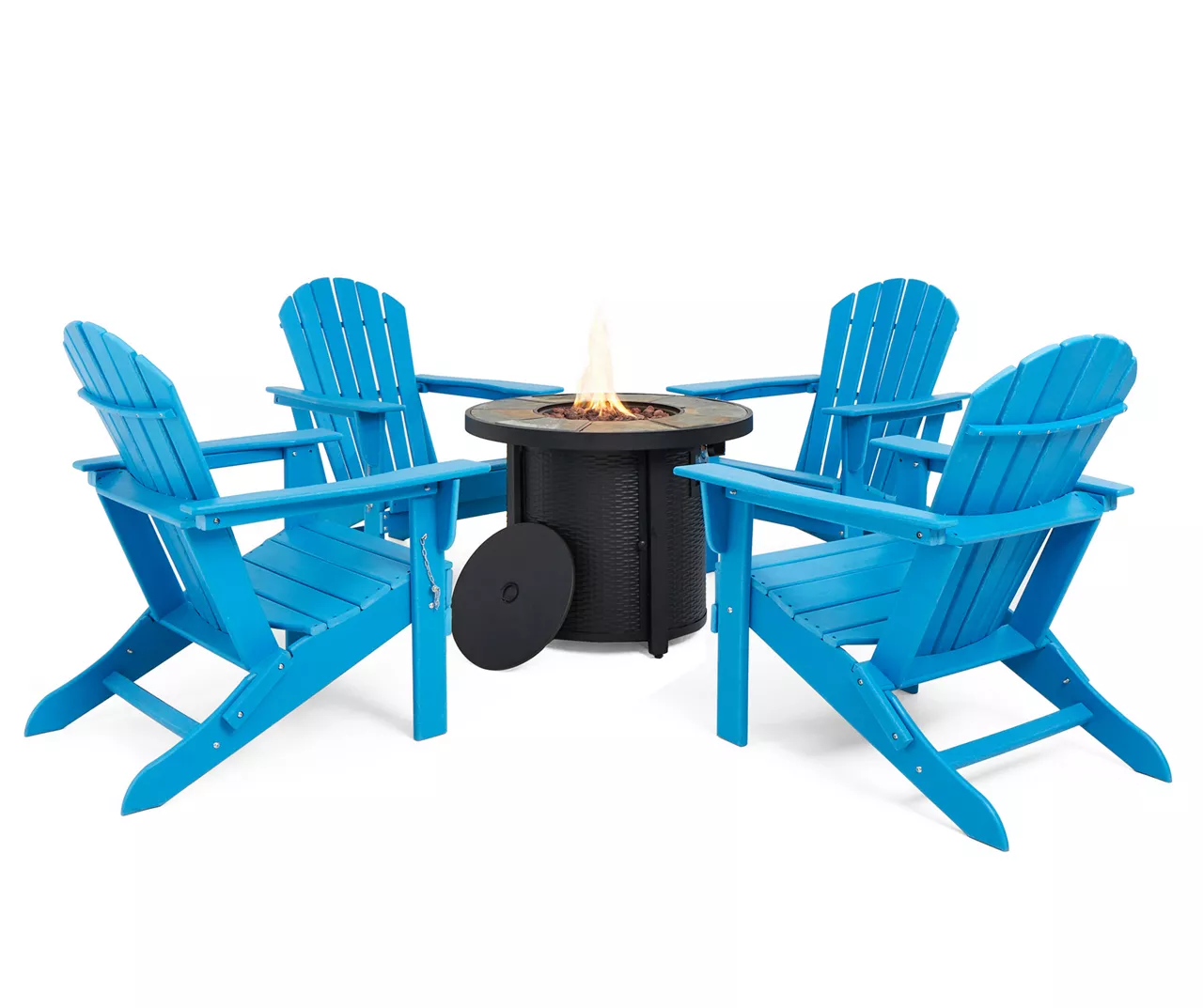 Glitzhome 5-Piece Adirondack Folding Chair & BTU Gas Fire Pit Table Set - Image 3