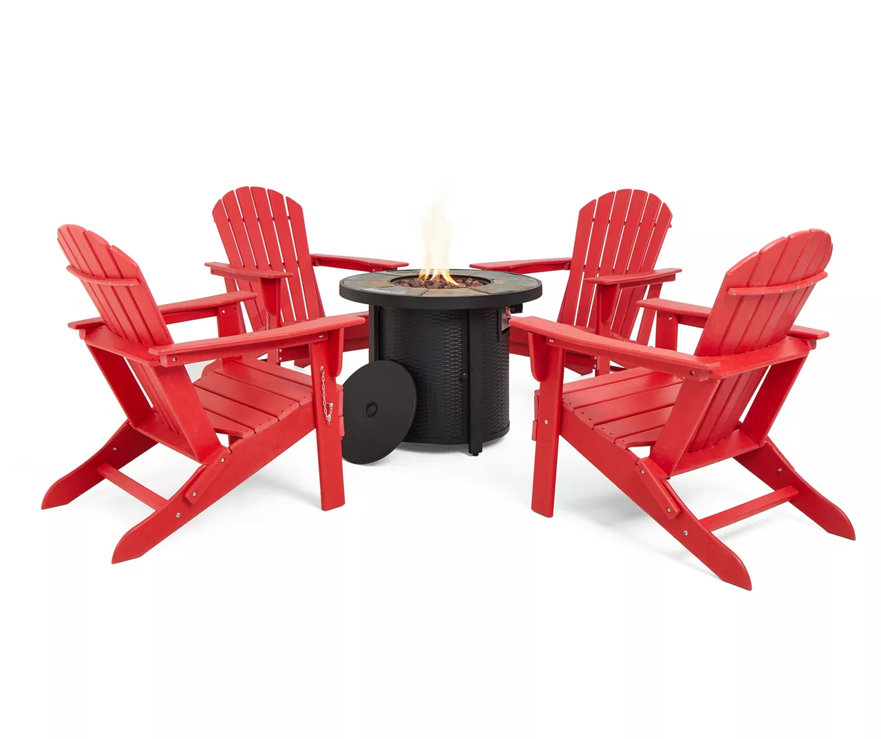 Glitzhome 5-Piece Adirondack Folding Chair & BTU Gas Fire Pit Table Set - Image 5