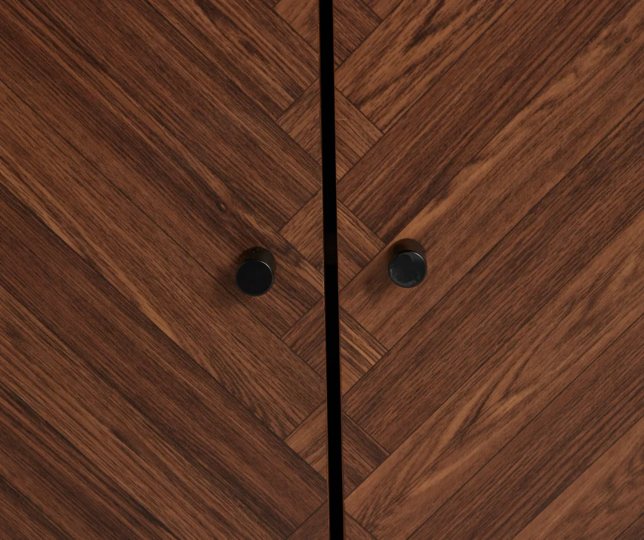 Walnut Chevron 2-Door Storage Cabinet - Image 8