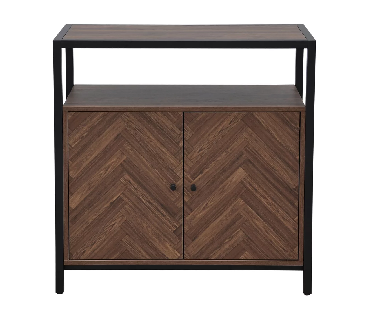 Walnut Chevron 2-Door Storage Cabinet