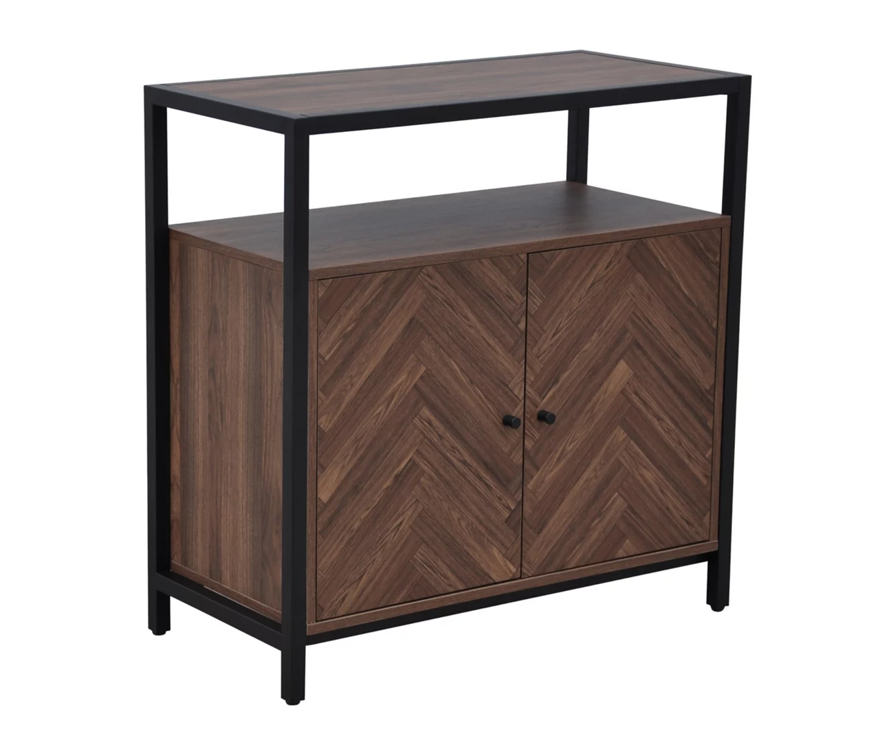 Walnut Chevron 2-Door Storage Cabinet - Image 4
