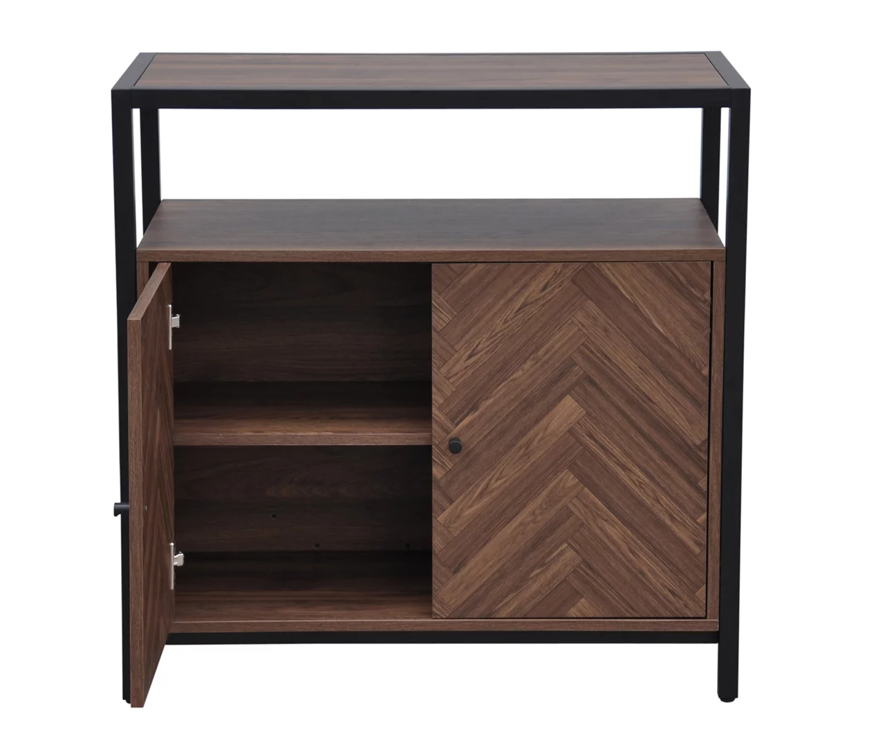 Walnut Chevron 2-Door Storage Cabinet - Image 2