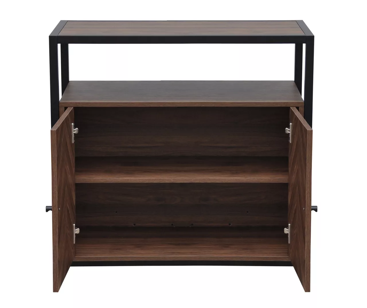 Walnut Chevron 2-Door Storage Cabinet - Image 3