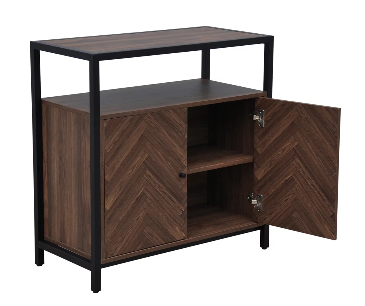 Walnut Chevron 2-Door Storage Cabinet - Image 5
