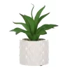 Artificial Succulent In White Geometric Ceramic Pot