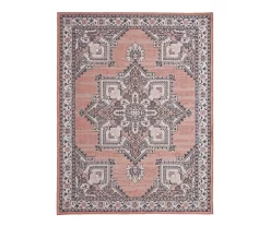 Braiden Orange & Navy Floral Medallion Outdoor Area Rug, (8' X 10')