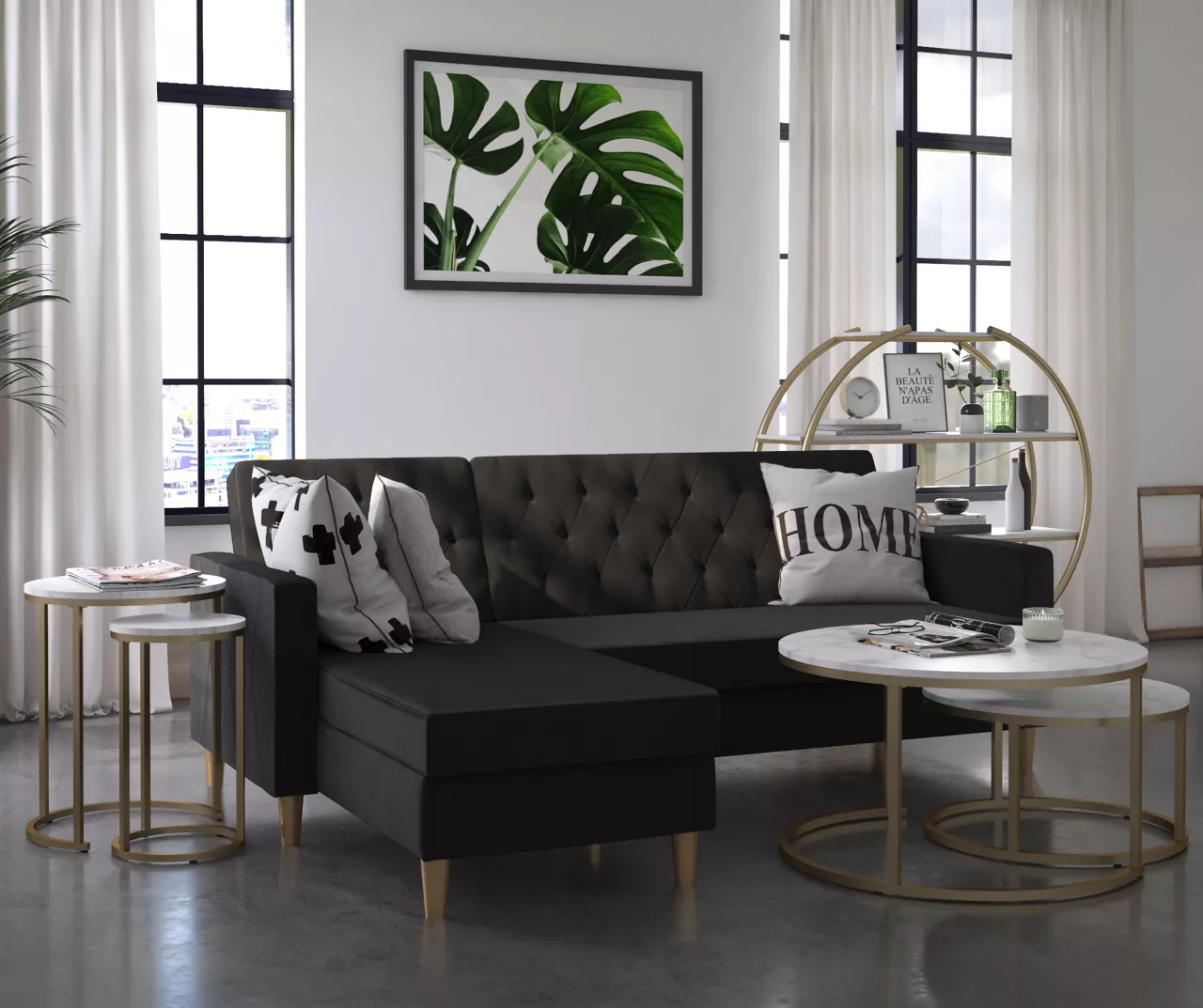 Amelia Faux Marble 4-Shelf Bookcase - Image 5