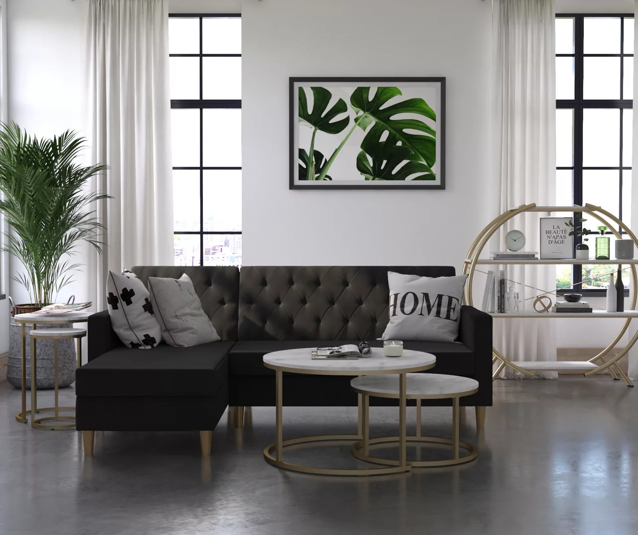 Amelia Faux Marble 4-Shelf Bookcase - Image 6