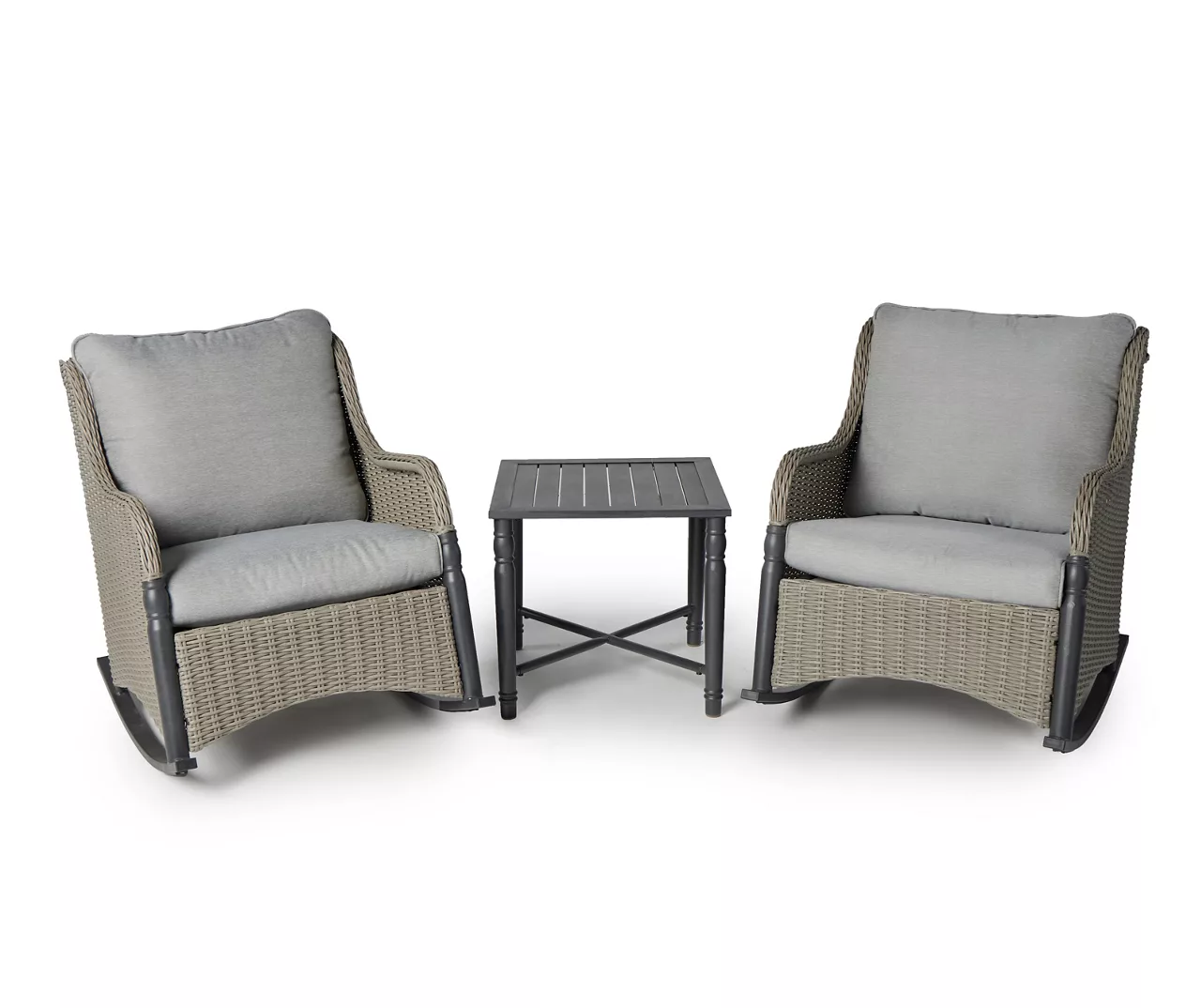 Broyhill Pembroke All-Weather Wicker 3-Piece Cushioned Patio Rocker & Side Table Set