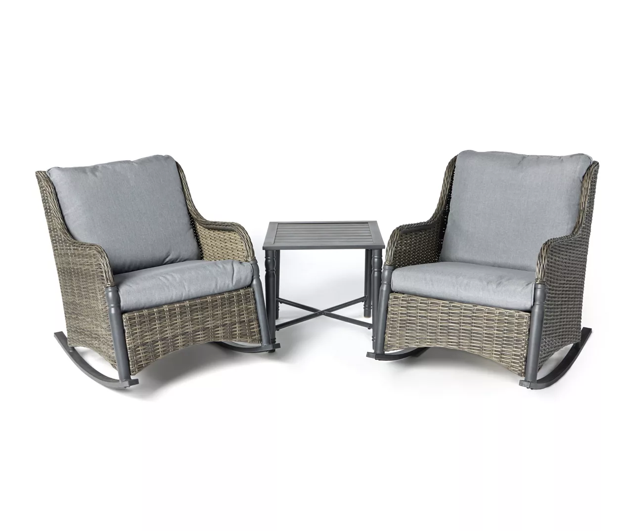 Broyhill Pembroke All-Weather Wicker 3-Piece Cushioned Patio Rocker & Side Table Set - Image 2