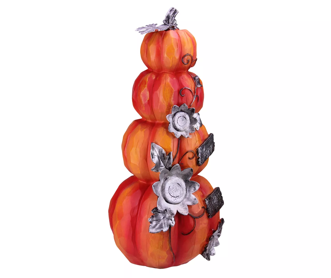 "Happy Harvest" Orange Stacked Pumpkins Décor - Image 3