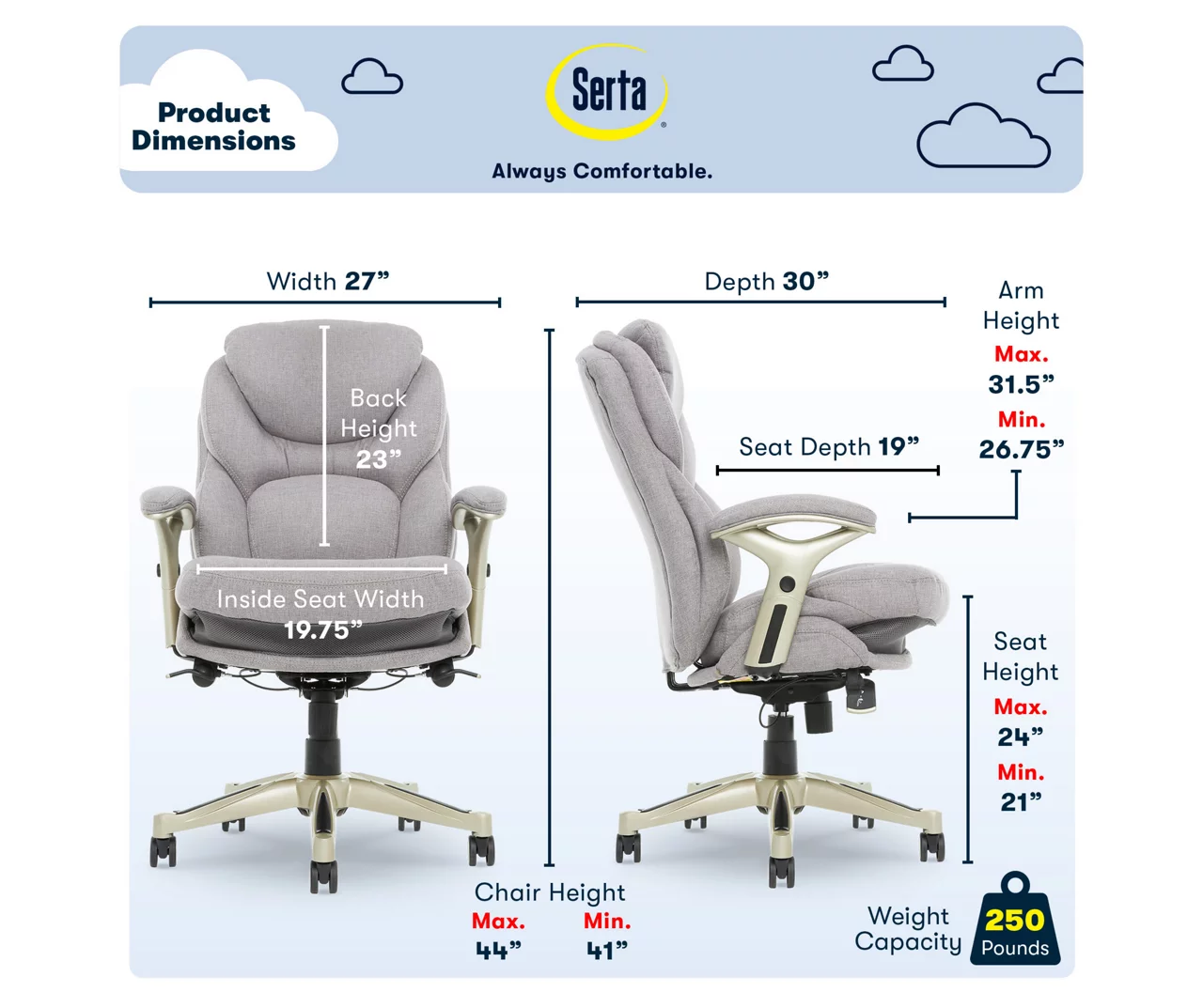 Serta Claremont Fabric Office Chair - Image 7